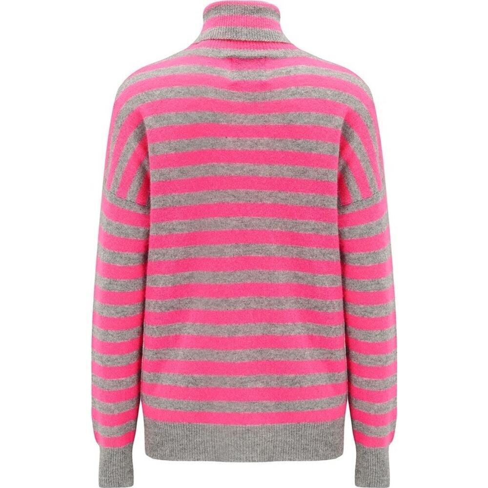 JUMPER 1234 Stripe Roll Collar Jumper - Grey/Pink - Size 1
